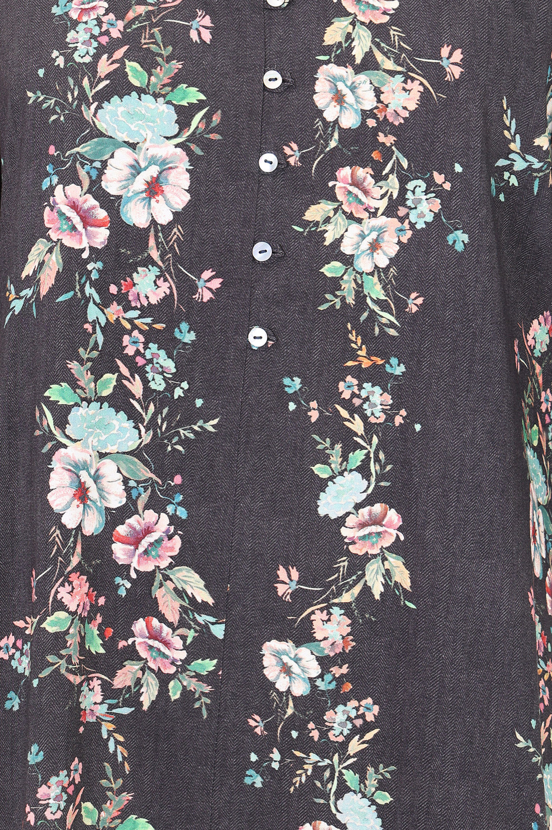 Charcoal Floral Printed Rayon Straight Kurta with Palazzo Set
