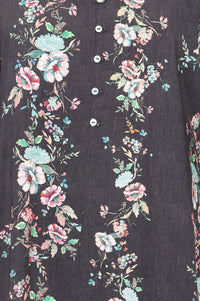 Charcoal Floral Printed Rayon Straight Kurta with Palazzo Set