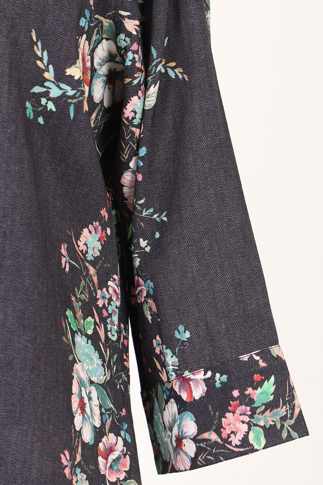Charcoal Floral Printed Rayon Straight Kurta with Palazzo Set