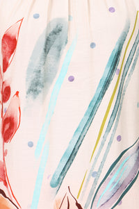 Off White Floral Printed Rayon Blend A-Line Kurta with Palazzo Set