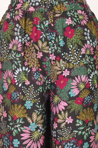 Black Floral Printed Rayon Straight Kurta with Palazzo Set