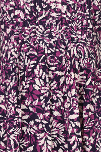 Purple Abstract Printed Rayon Flared Kurta with Straight Trousers Co-ord Set