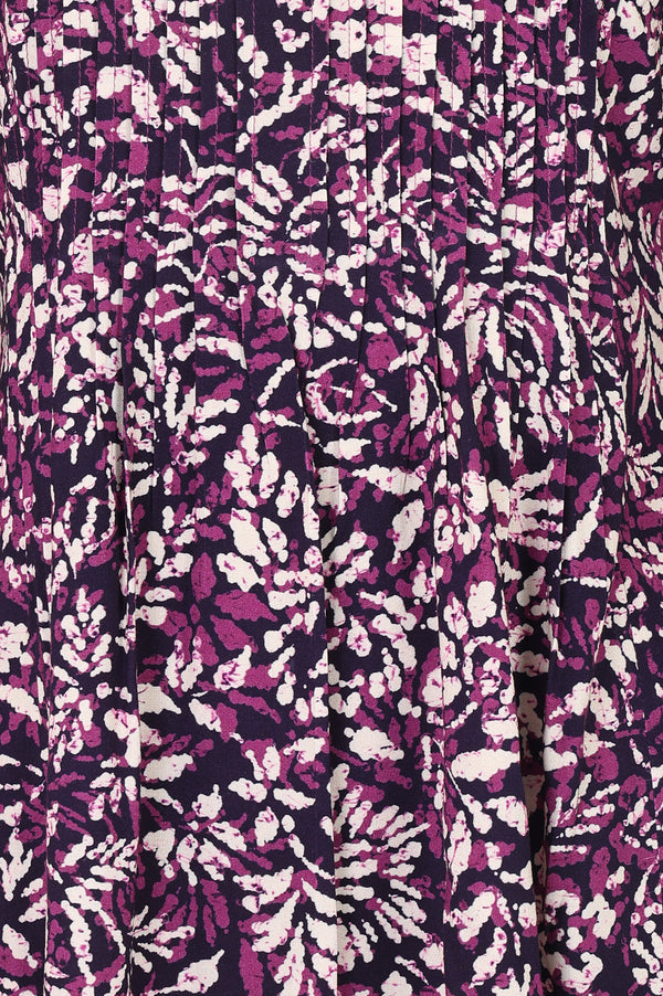 Purple Abstract Printed Rayon Flared Kurta with Straight Trousers Co-ord Set