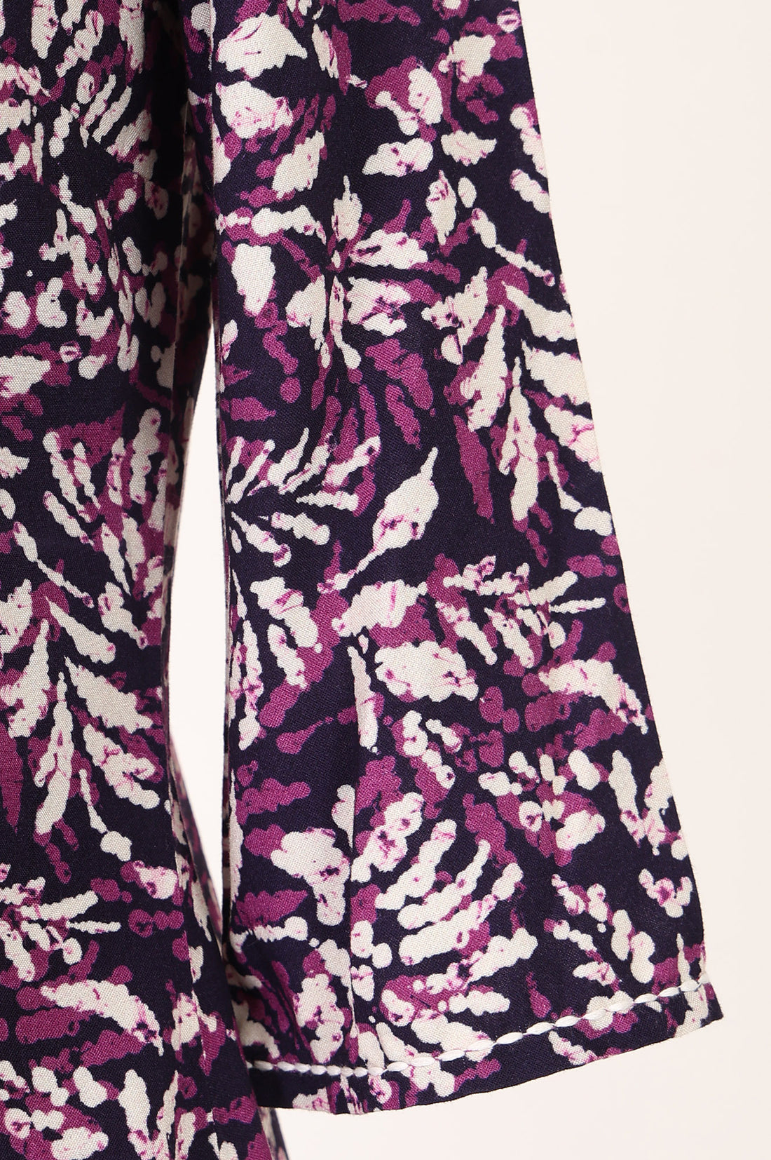 Purple Abstract Printed Rayon Flared Kurta with Straight Trousers Co-ord Set