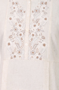 Ecru Thread Embroidered Straight Kurta With Palazzo Co-ord Set