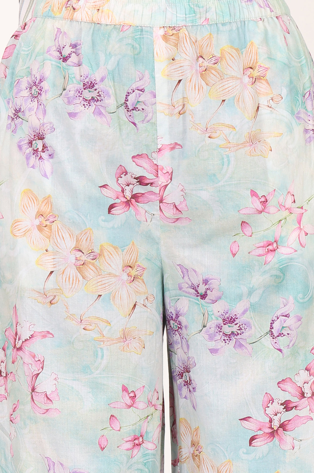 Blue Floral Printed Pure Cotton Straight Kurta with Palazzo Co-ord Set