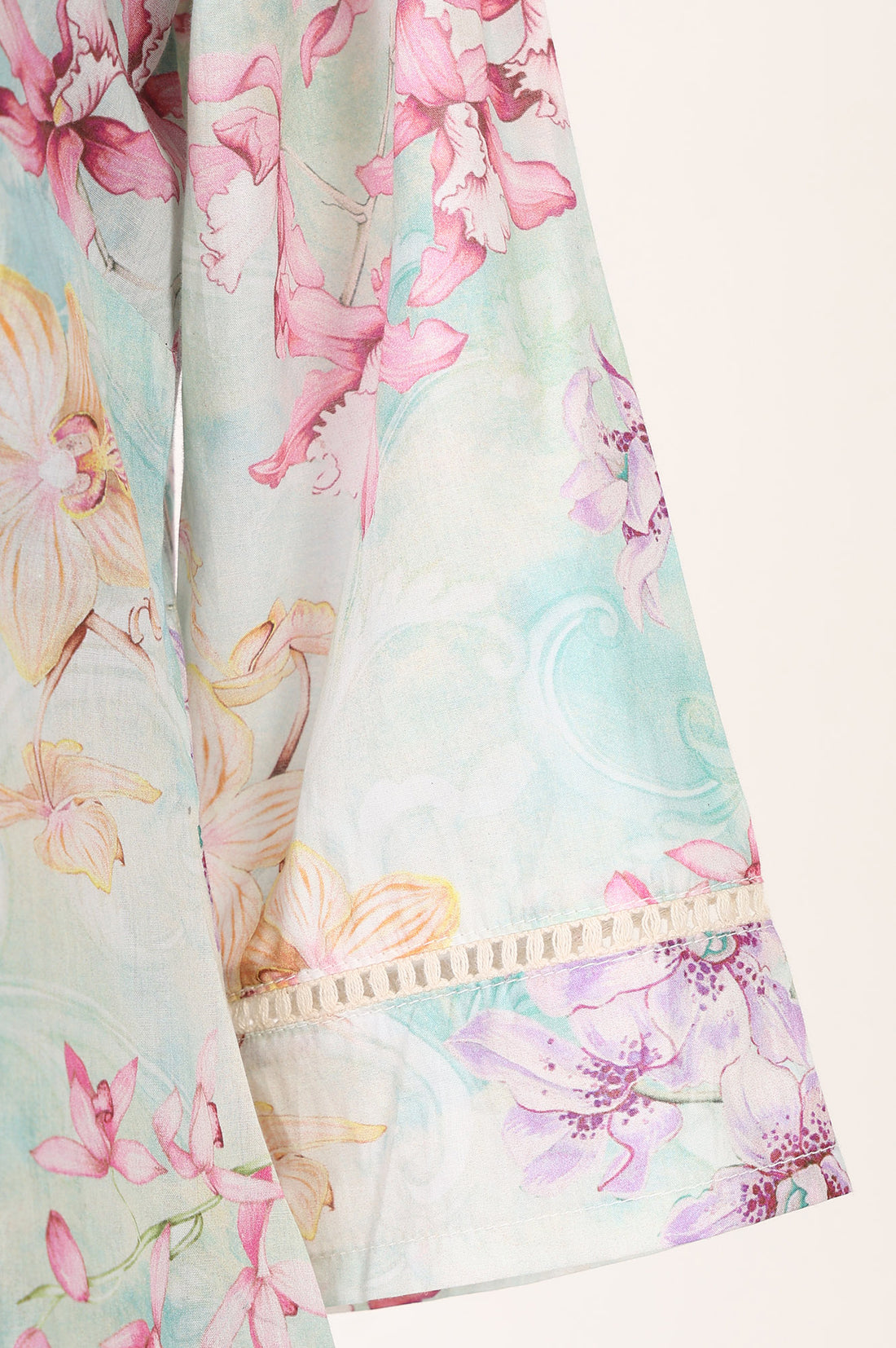 Blue Floral Printed Pure Cotton Straight Kurta with Palazzo Co-ord Set