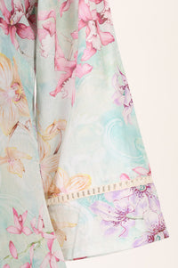 Blue Floral Printed Pure Cotton Straight Kurta with Palazzo Co-ord Set