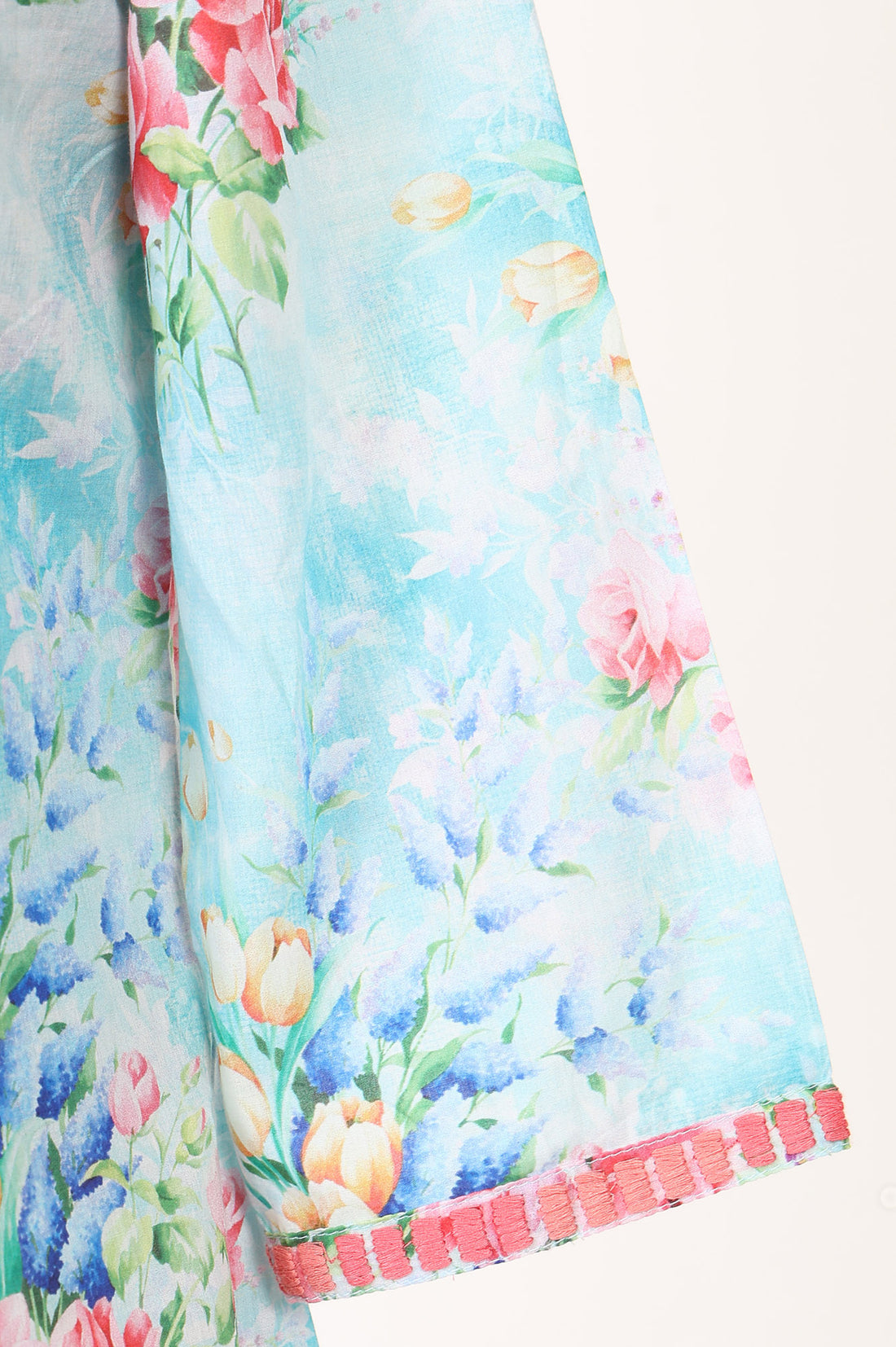Blue Floral Printed Pure Cotton Straight Kurta with Trousers Co-ord Set