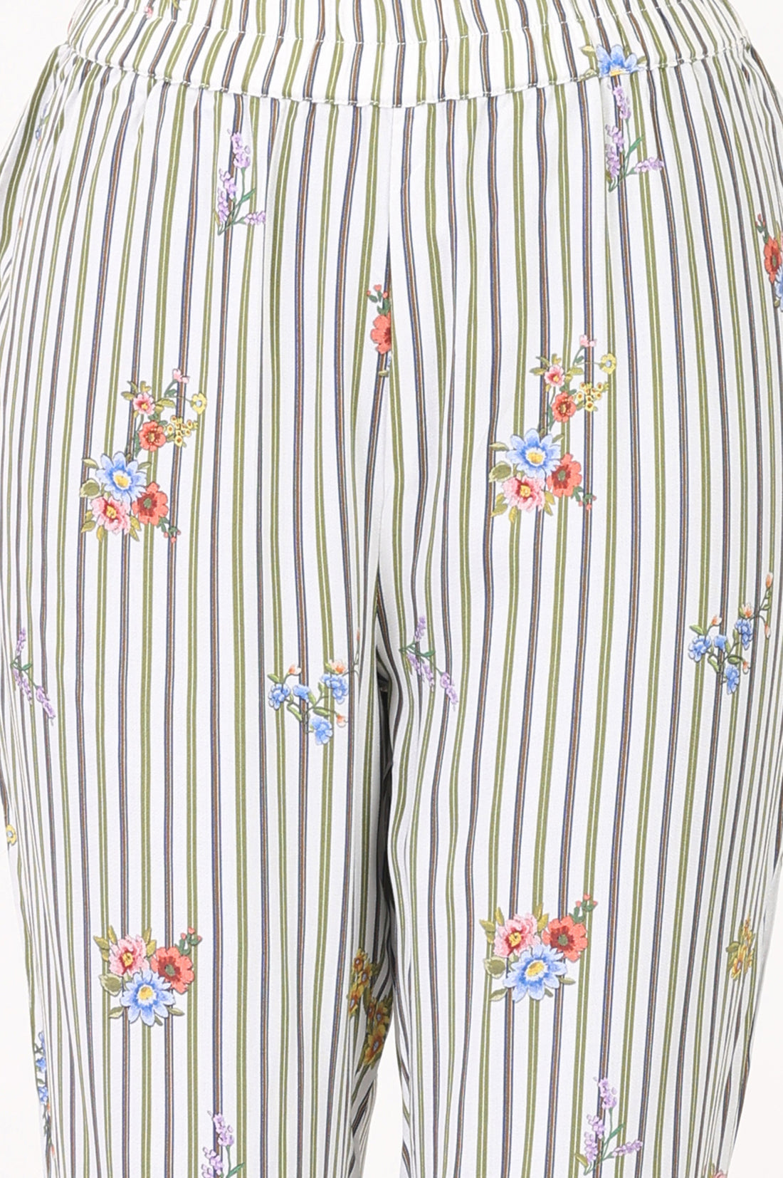 White Floral Printed Rayon Straight Kurta With Trousers Co-ord Set