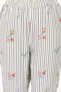 White Floral Printed Rayon Straight Kurta With Trousers Co-ord Set