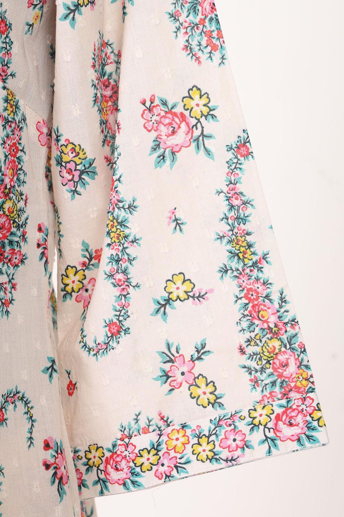 Cream Floral Printed Cotton Blend Straight Kurta With Palazzo And Dupatta Set