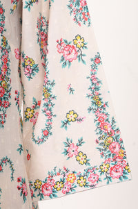Cream Floral Printed Cotton Blend Straight Kurta With Palazzo And Dupatta Set