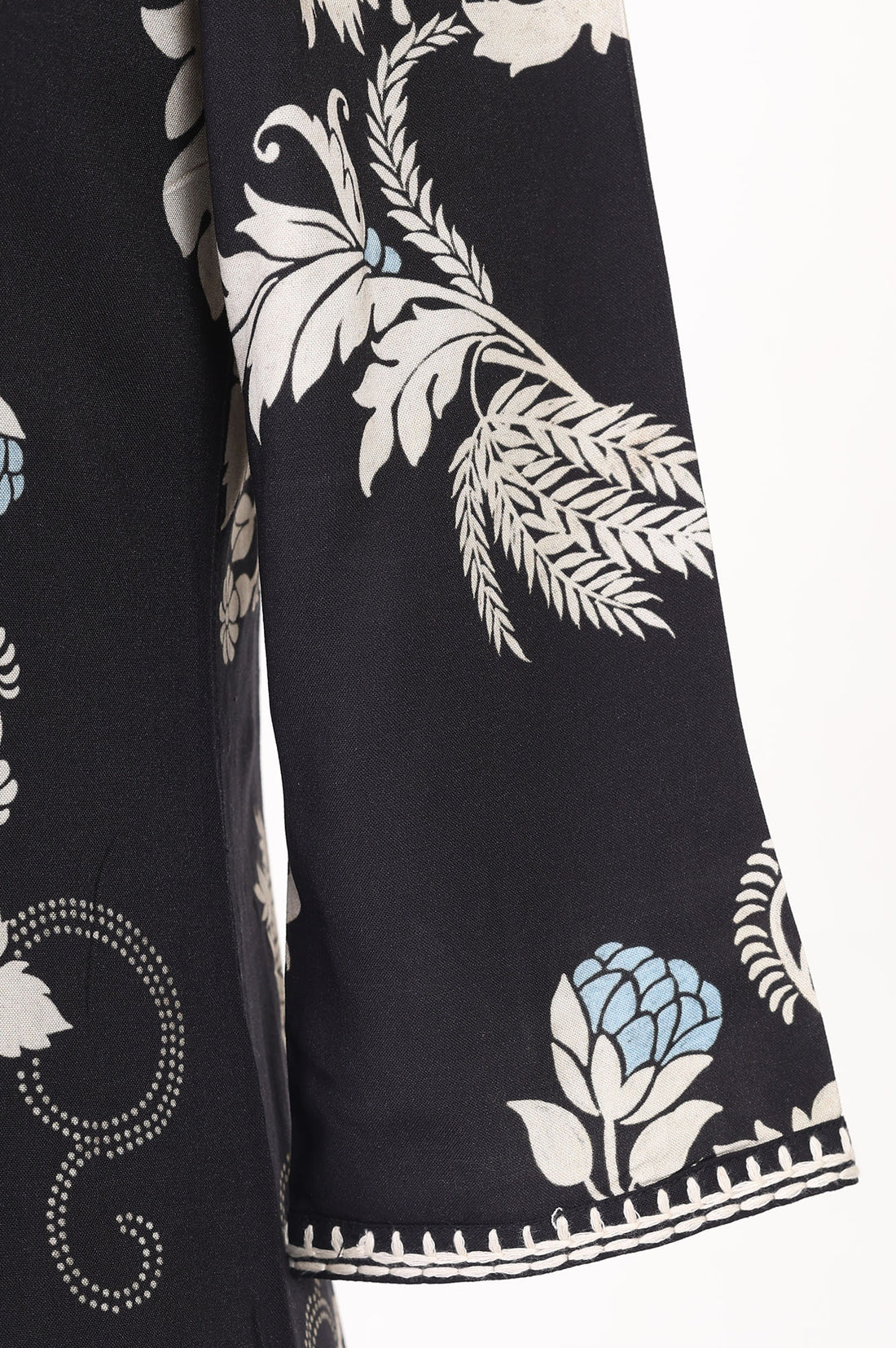Black Floral Printed A-line Kurta With Palazzo Co-ord Set