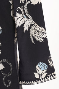 Black Floral Printed A-line Kurta With Palazzo Co-ord Set