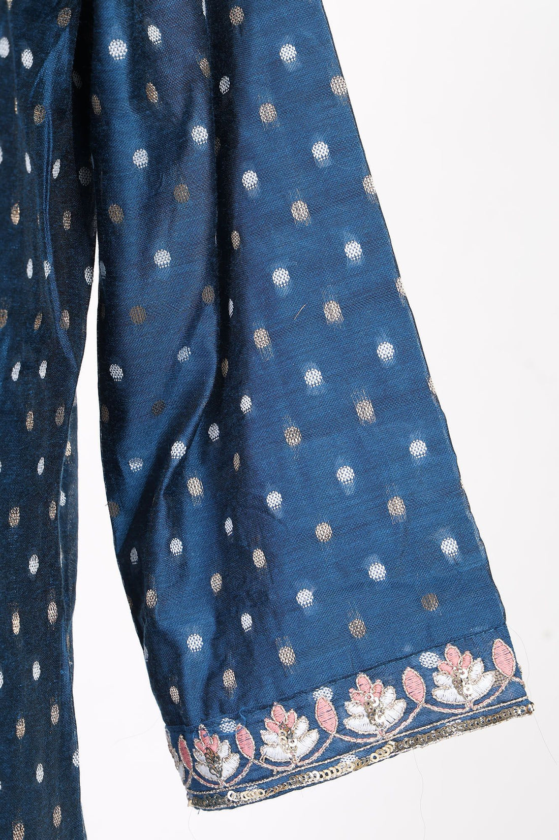 Teal Embroidered Chanderi Buti Straight Kurta with Trousers Set