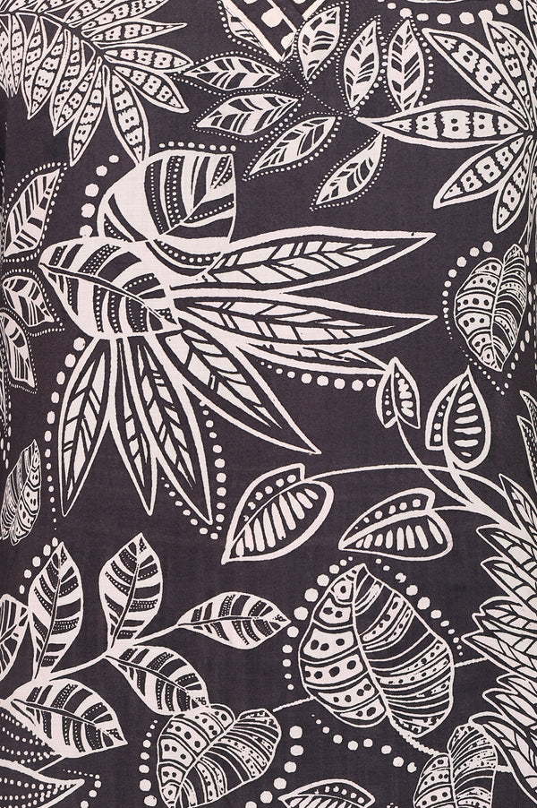 Aurelia Women's Black Botanical Printed Rayon Straight Kurta with Palazzo Set
