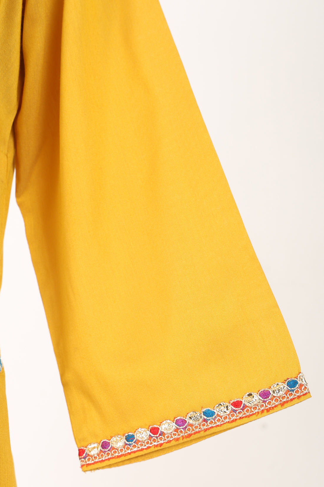 Mustard Thread Embroidered Straight Kurta With Trousers And Dupatta Set