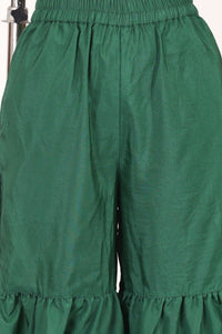 Green Yarn Dyed Mirror Work Jacquard Straight Kurta with Sharara and Dupatta Set