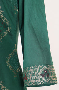 Green Ethnic Motifs Printed Straight Kurta with Sharara and Dupatta Set