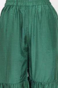 Green Ethnic Motifs Printed Straight Kurta with Sharara and Dupatta Set