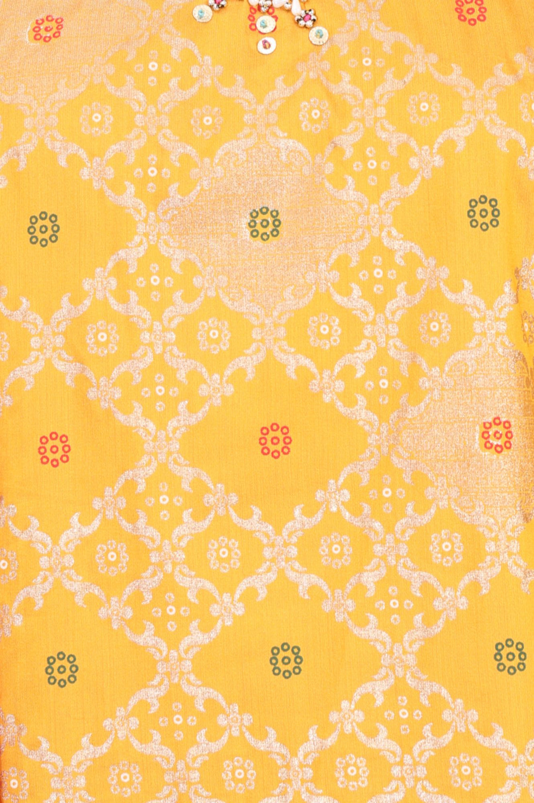 Yellow Foil Printed Straight Kurta with Palazzo and Dupatta Set