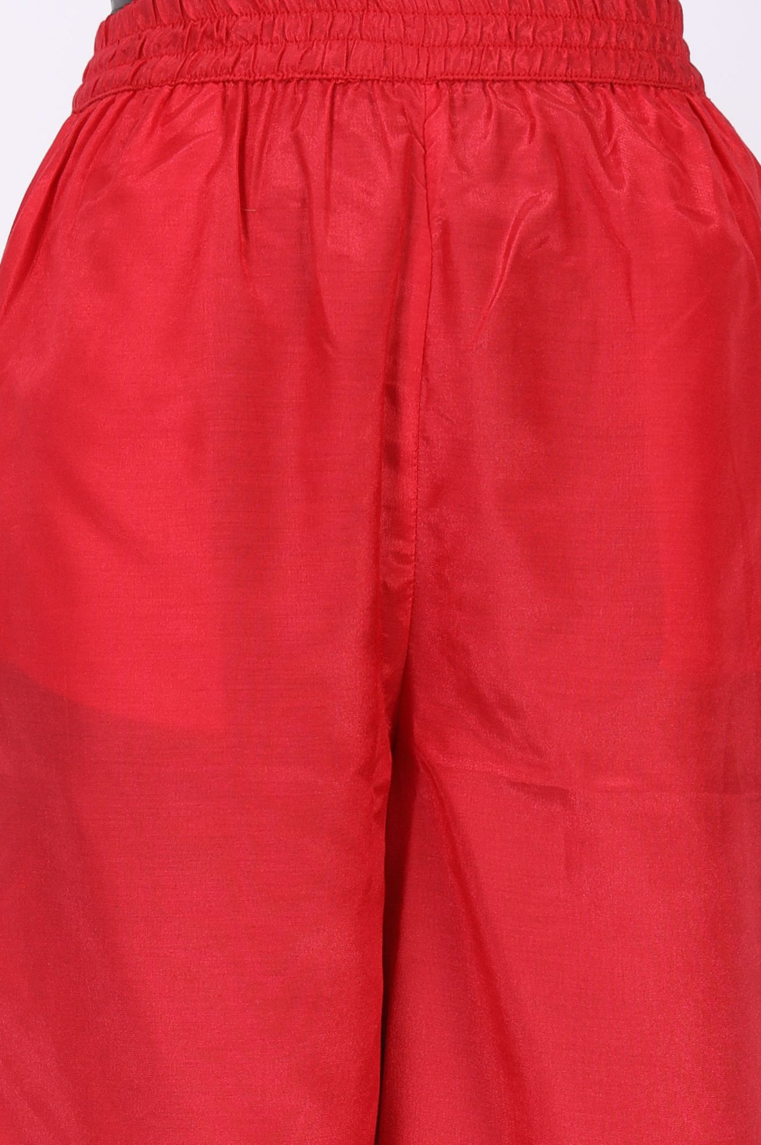 Red Yarn Dyed Jacquard Zari Embroidered Straight Kurta with Palazzo and Dupatta Set