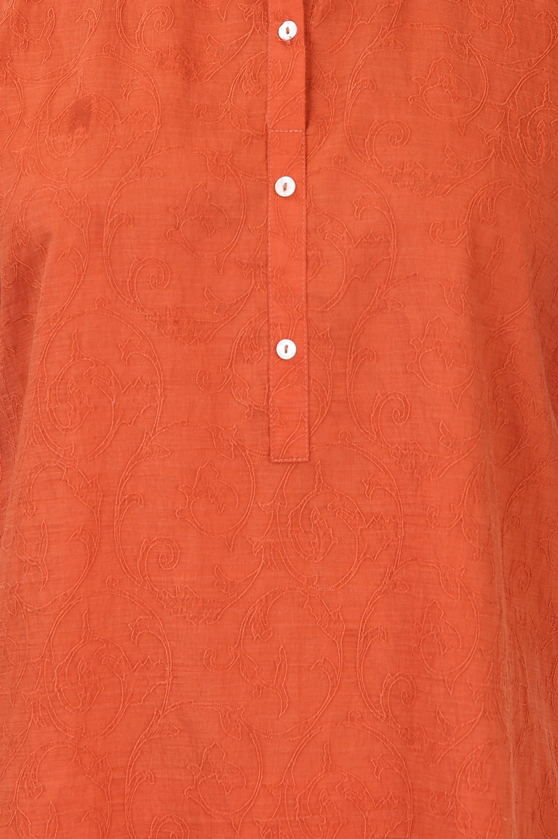 Rust Jacquard Straight Kurta with Trousers Co-ord Set
