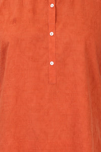Rust Jacquard Straight Kurta with Trousers Co-ord Set