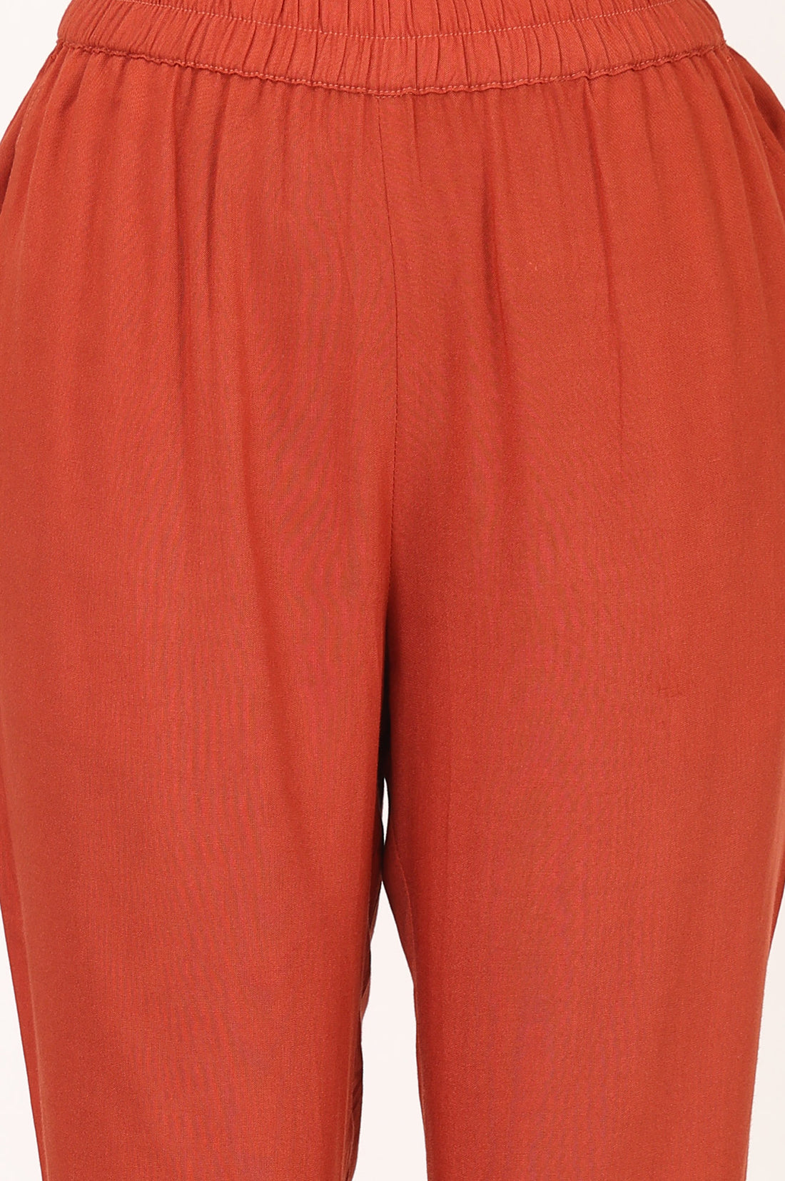 Rust Jacquard Straight Kurta with Trousers Co-ord Set