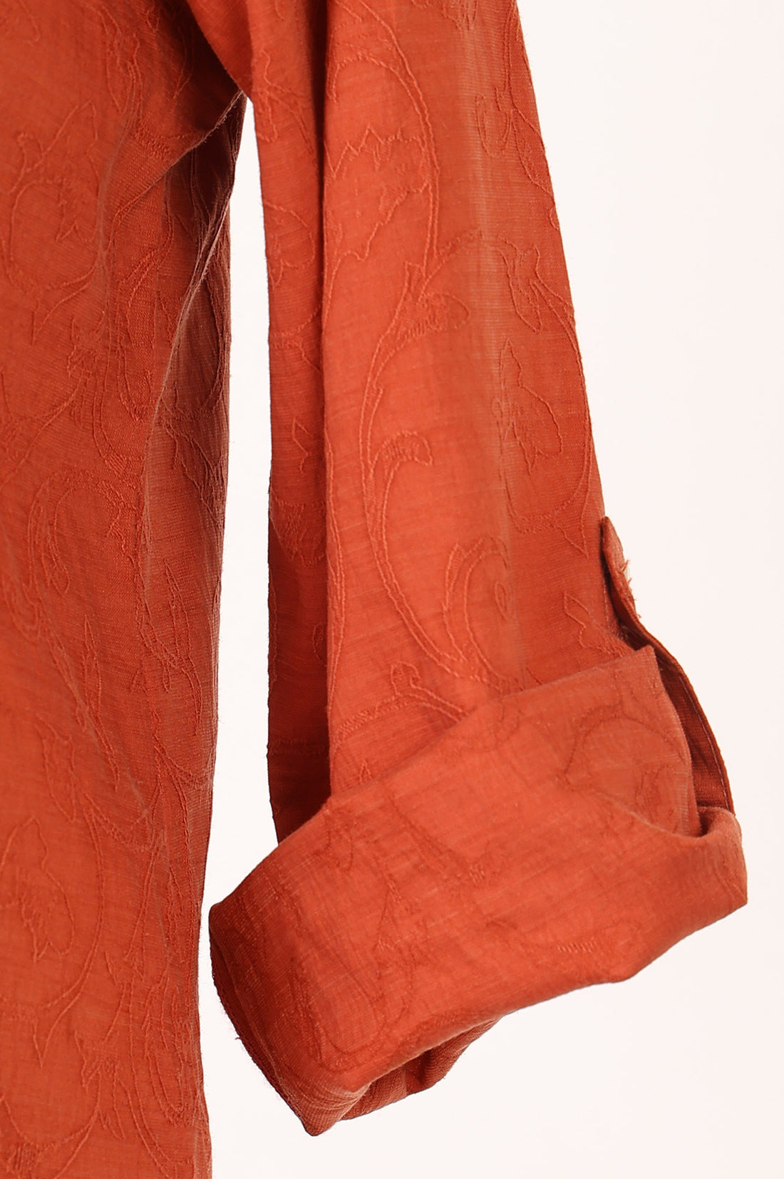 Rust Jacquard Straight Kurta with Trousers Co-ord Set