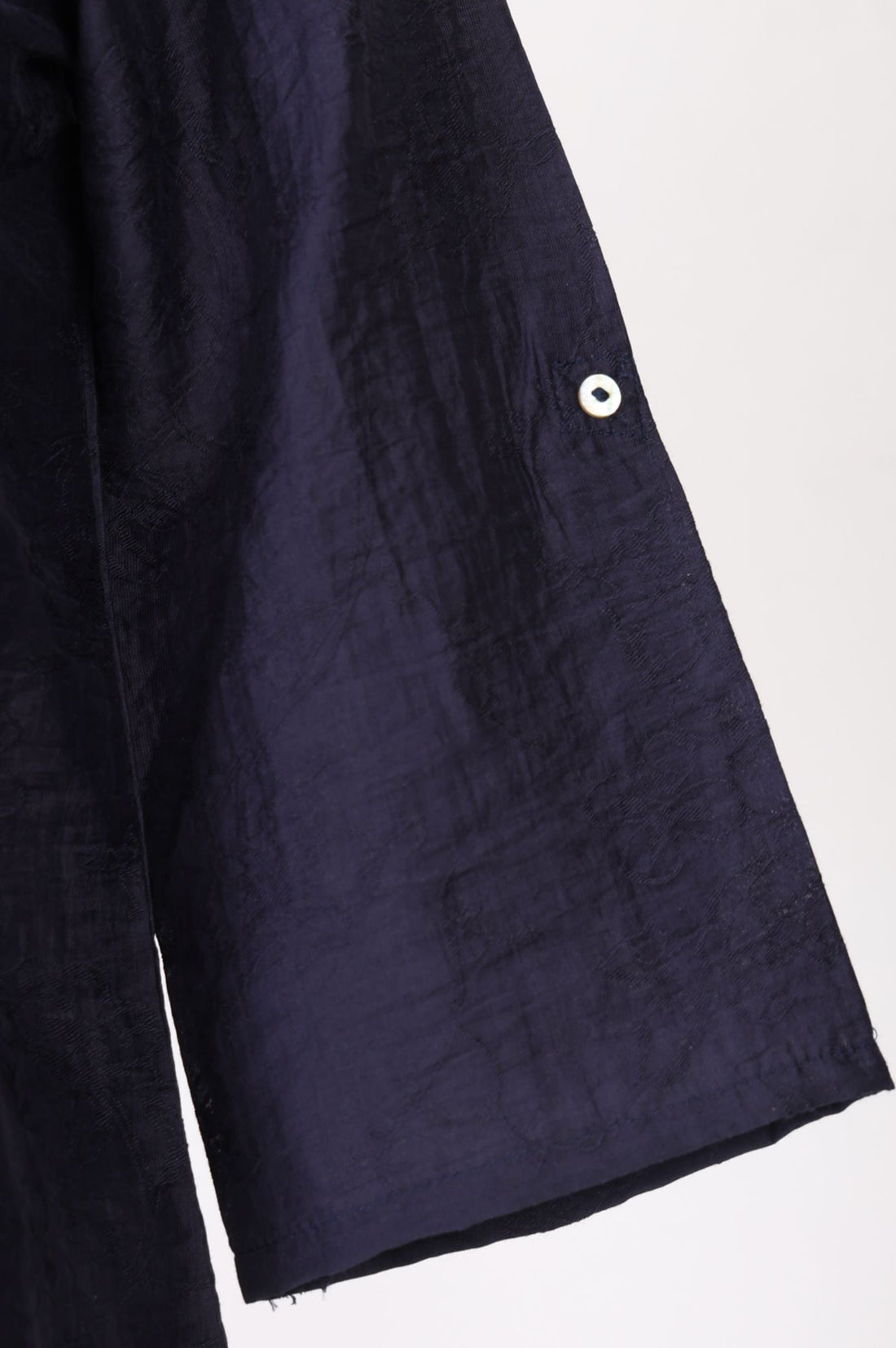 Navy Blue Yarn Dyed Textured Jacquard Straight Kurta with Trousers Co-ord Set