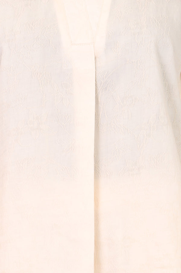 Off White Jacquard Straight Kurta with Palazzo Co-ord Set