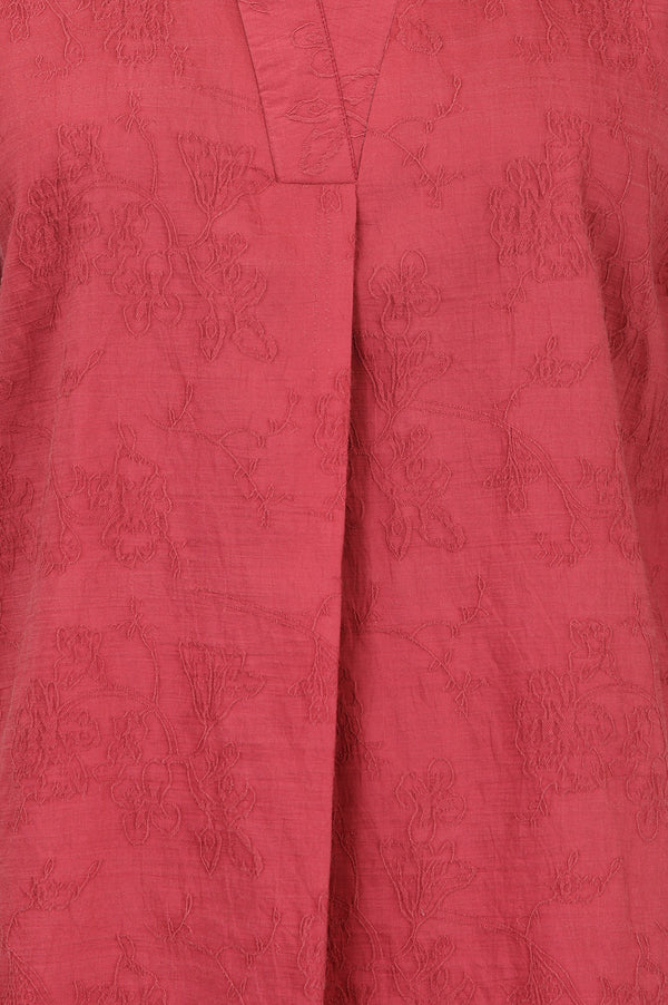 Maroon Jacquard Straight Kurta with Palazzo Co-ord Set