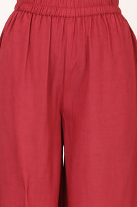 Maroon Jacquard Straight Kurta with Palazzo Co-ord Set