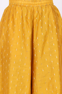 Mustard Yarn Dyed Zari Embroidered Tissue Straight Kurta with Palazzo and Dupatta Set