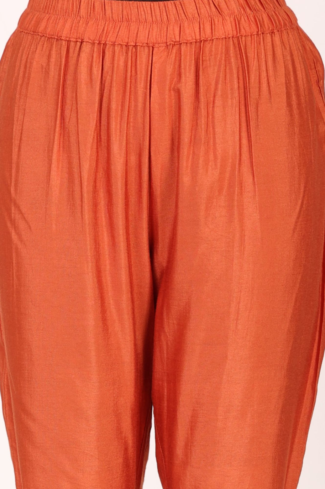 Orange Sequins Yarn Dyed Banarasi Jacquard A-line Kurta with Trousers and Dupatta Set