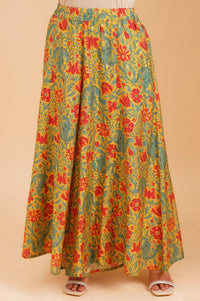 Yellow Sequins Floral Printed A-line Kurta with Palazzo and Dupatta Set