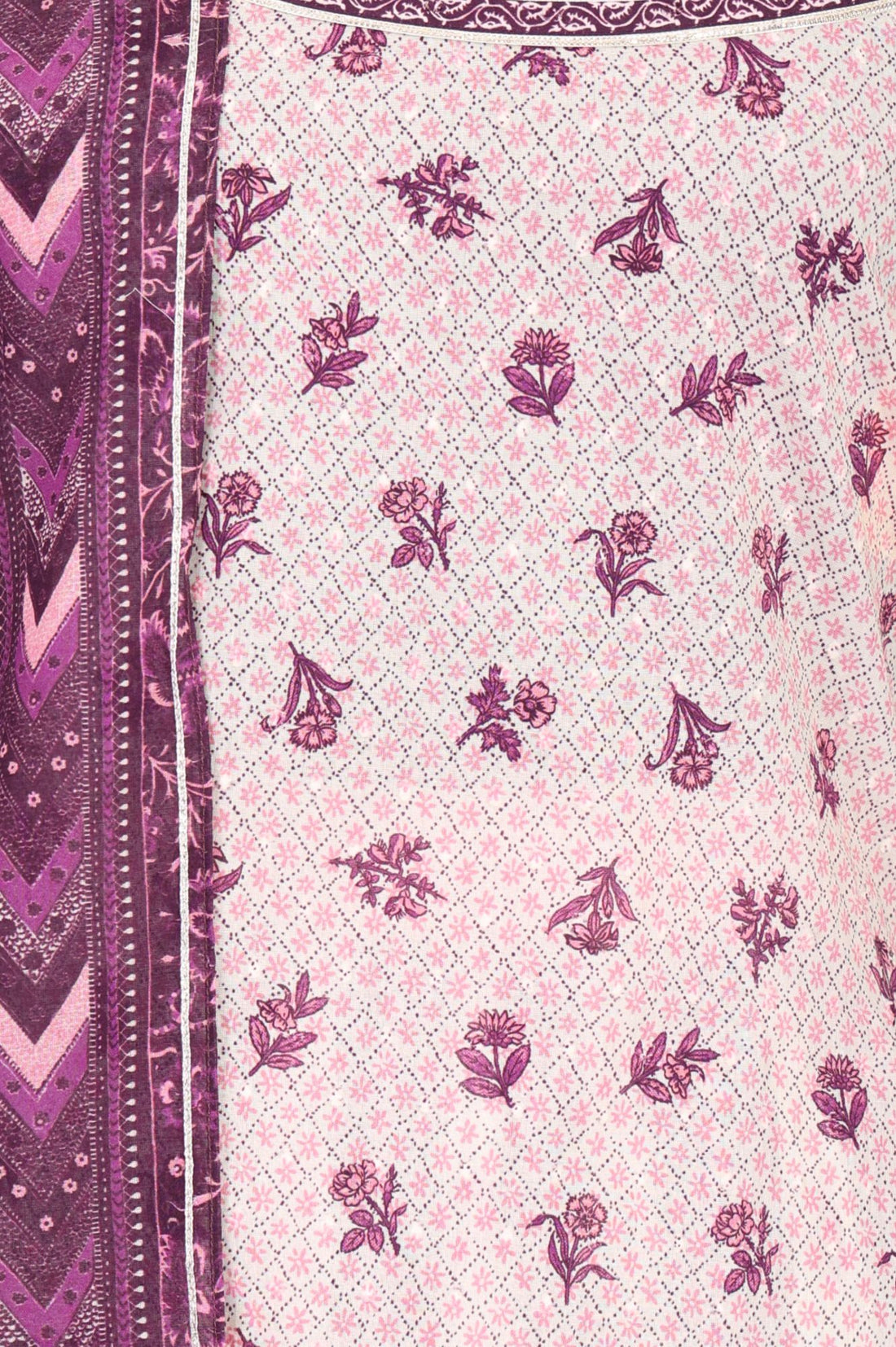 Pink Floral Print Straight Kurta with Skirt &amp; Dupatta Set