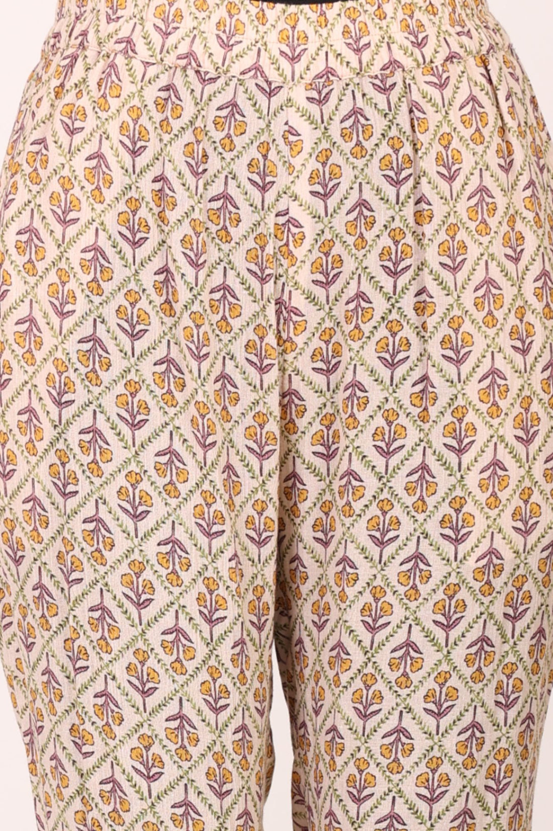 Yellow Floral Print Pure Cotton Straight Kurta with Trouser &amp; Dupatta Set