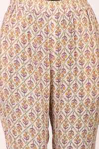 Yellow Floral Print Pure Cotton Straight Kurta with Trouser &amp; Dupatta Set
