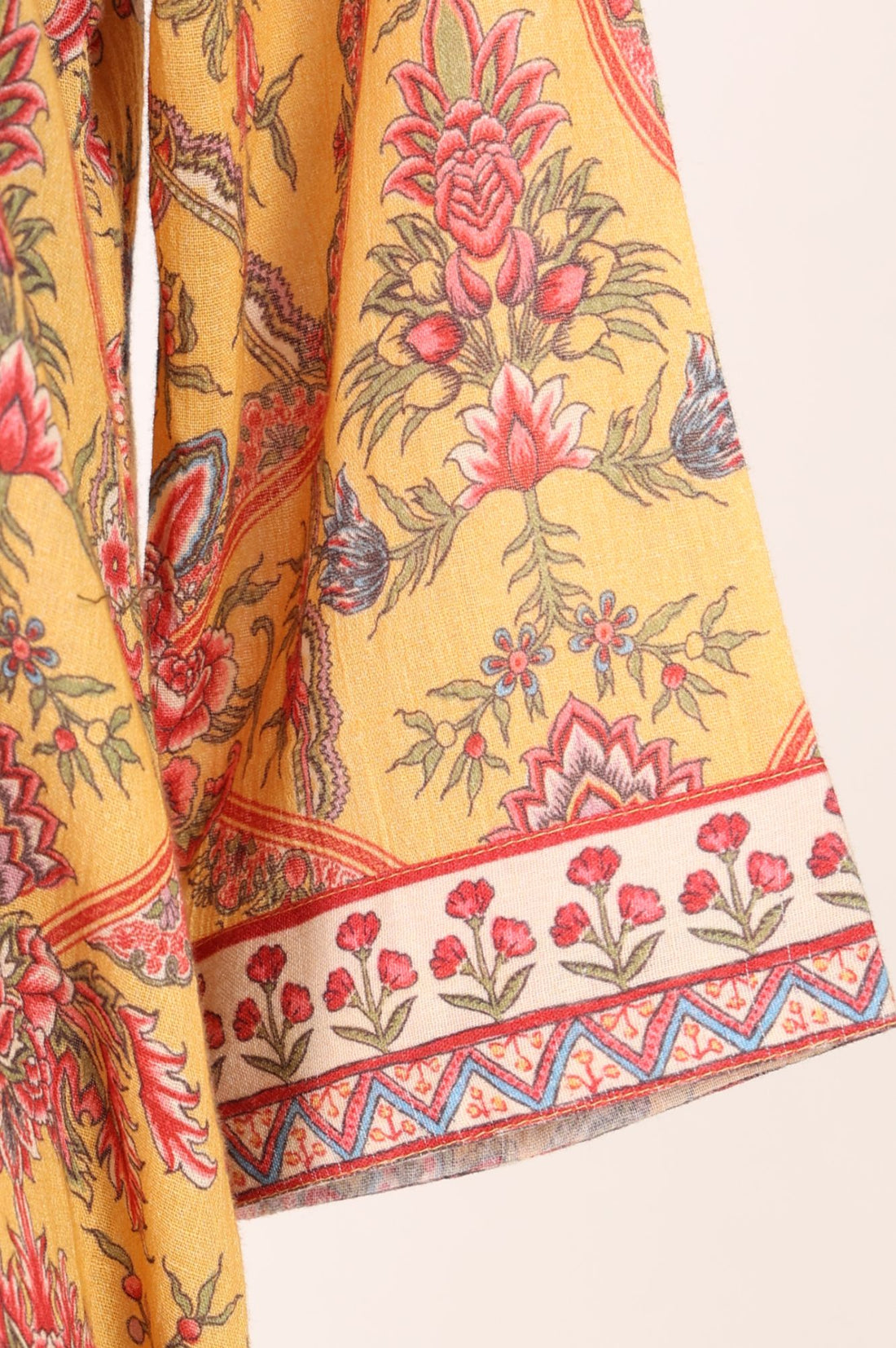 Yellow Floral Print Pure Cotton Straight Kurta with Trouser &amp; Dupatta Set