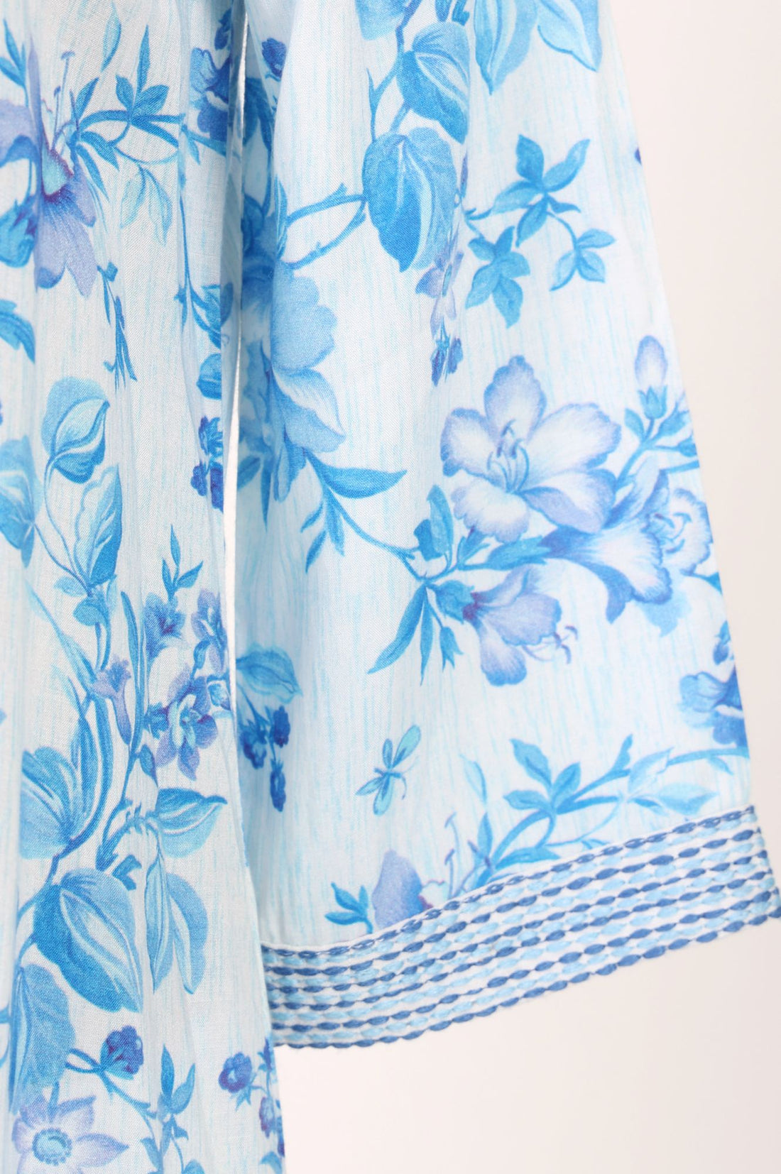 White Floral Print Modal Straight Kurta with Trouser &amp; Stole Set