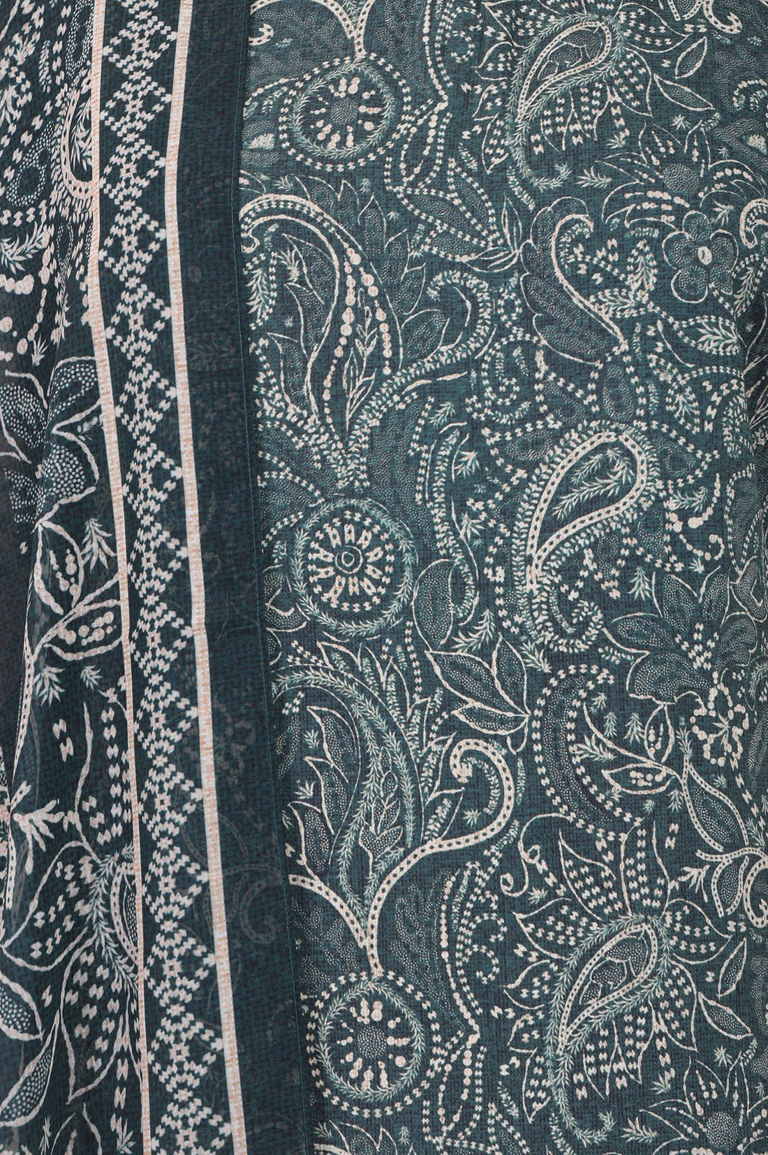 Teal Paisley Printed Modal Straight Kurta with Trousers and Dupatta Set