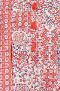 Off White Printed Rayon Straight Kurta with Palazzo and Stole Set