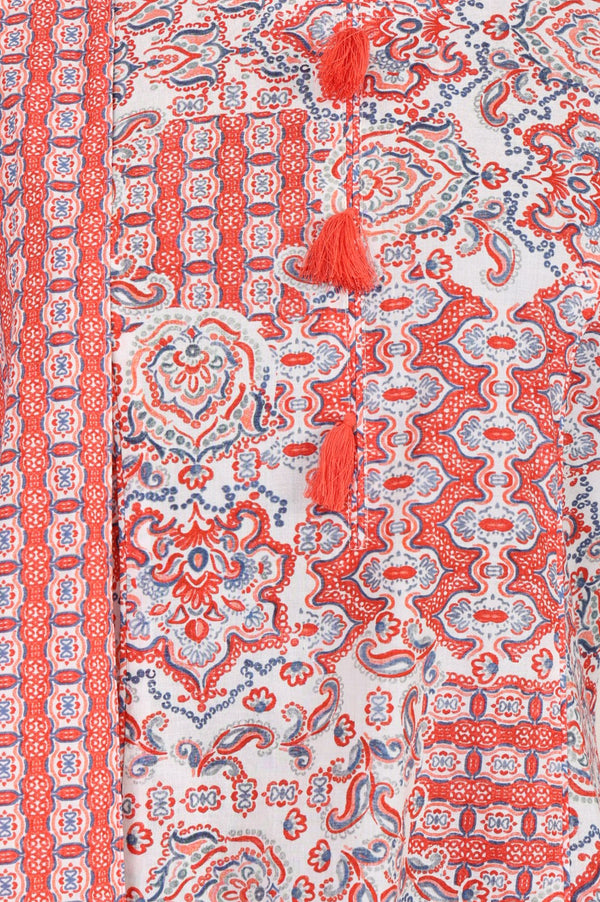 Off White Printed Rayon Straight Kurta with Palazzo and Stole Set