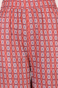 Off White Printed Rayon Straight Kurta with Palazzo and Stole Set