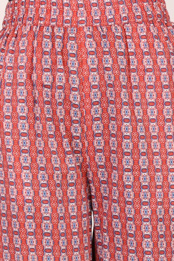 Off White Printed Rayon Straight Kurta with Palazzo and Stole Set