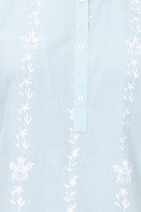 Blue Thread Embroidered Pure Cotton Straight Top With Trousers Co-ord Set