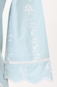 Blue Thread Embroidered Pure Cotton Straight Top With Trousers Co-ord Set